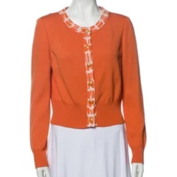 🆕🏷️  St. John Collection Santana Knit Orange  Cropped Cardigan - Picture 4 of 12